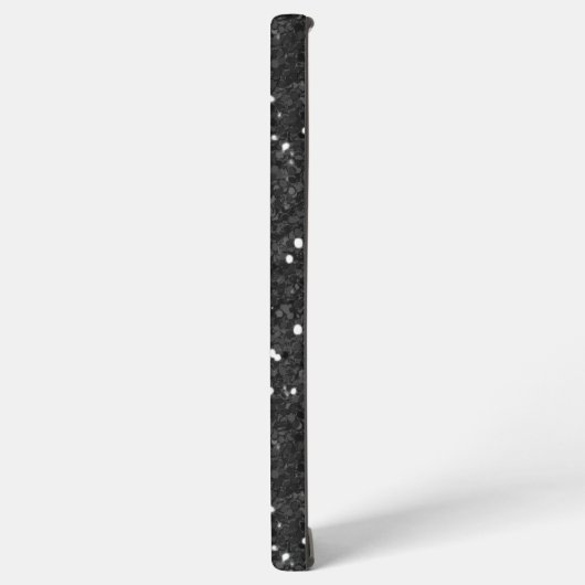 Handgeschreven monogram Elegant Black Metal Glitte Samsung Galaxy Hoesje (Linkerkant)