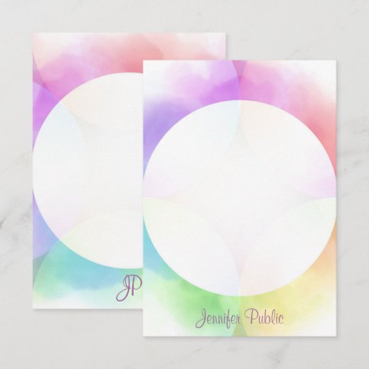 Handgeschreven monogram Gepersonaliseerde Waterver Notitiekaartje (Voorkant / Achterkant)