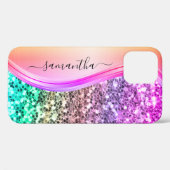 Handgeschreven monogram Iridescent Glitter Shimmer Case-Mate iPhone Case (Achterkant (horizontaal))