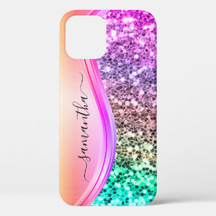 Handgeschreven monogram Iridescent Glitter Shimmer Case-Mate iPhone Case
