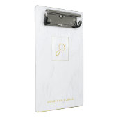 Handgeschreven Monogram Marmer Goud Modern Elegant Mini Klembord (Schuin)