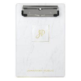 Handgeschreven Monogram Marmer Goud Modern Elegant Mini Klembord