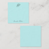 Handgeschreven Monogram Modern Blauw Eenvoudige Sj Notitiekaartje (Voorkant / Achterkant)