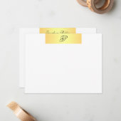 Handgeschreven Monogram Naam Faux Gold Elegant Notitiekaartje (Voorkant / Achterkant in situ)