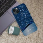 Handgeschreven Monogram Navy Blue Metal Glitter Case-Mate iPhone Case<br><div class="desc">Het ontwerp is een foto en de hoesjes worden niet gemaakt met glitter, sequenties, metalen of bossen. Dit ontwerp is ook beschikbaar op andere telefoonmodellen. Kies het Type van Apparaat om andere hoesjes van iPhone, van Samsung Galaxy of van Google te zien. Sommige stijlen kunnen worden gewijzigd door Stijl te...</div>