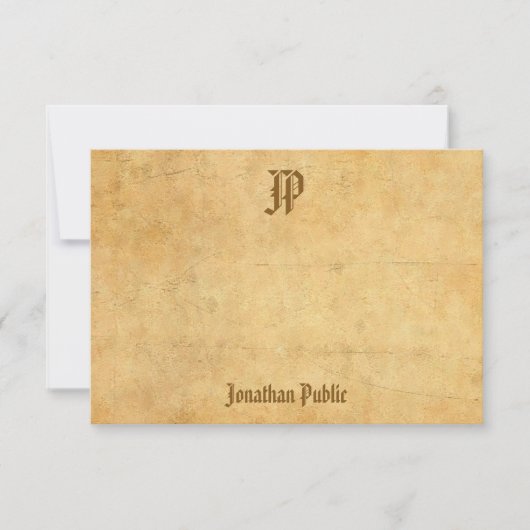Handgeschreven Monogram  Nostalgische look Design Notitiekaartje (Voorkant)