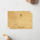 Handgeschreven Monogram  Nostalgische look Design Notitiekaartje (Voorkant / Achterkant in situ)