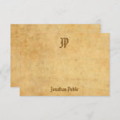 Handgeschreven Monogram  Nostalgische look Design Notitiekaartje (Voorkant / Achterkant)