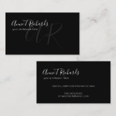 handgeschreven monogram op zwart visitekaartje (Voorkant / Achterkant)