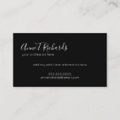 handgeschreven monogram op zwart visitekaartje (Achterkant)