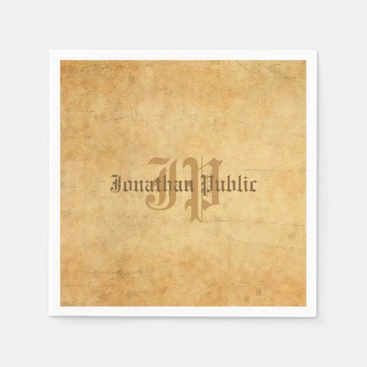 Handgeschreven monogram Oud papier Kijk Sjabloon K Servet (Voorkant)