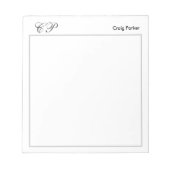 Handgeschreven monogram professioneel eenvoudig notitieblok (Voorkant)