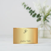 Handgeschreven Monogram Script Goud Modern Elegant Visitekaartje (Staand voorkant)