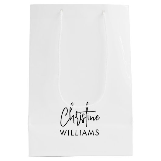 Handgeschreven Monogram Script White Medium Cadeauzakje (Achterkant)