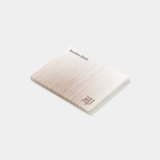 Handgeschreven Monogram Sjabloon Aangepaste houtki Post-it® Notes (Schuin)