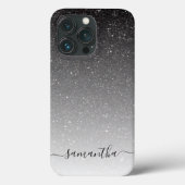Handgeschreven monogram voor Ombre Glitter Black Case-Mate iPhone Case (Achterkant)