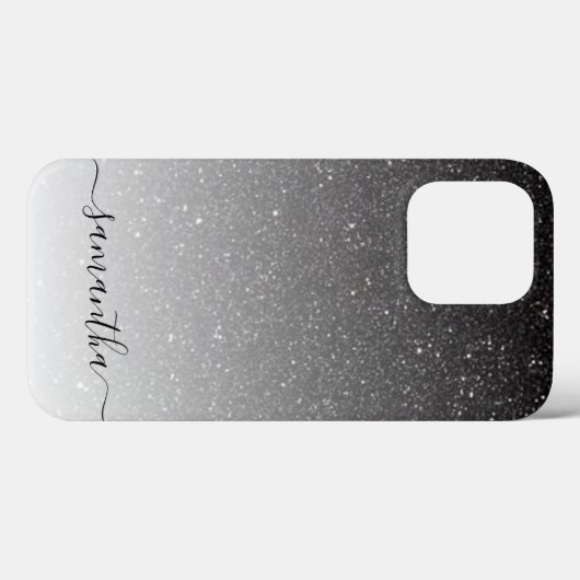 Handgeschreven monogram voor Ombre Glitter Black Case-Mate iPhone Case (Achterkant (horizontaal))