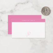 Handgeschreven Monogrammed Hot Pink White Sjabloon (Voorkant / Achterkant in situ)