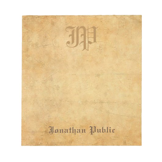 Handgeschreven Monogrammed Sjabloon Look Notitieblok (Voorkant)