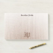Handgeschreven Monogrammed Sjabloon Wood Look Post-it® Notes (Op bureau)
