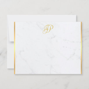 Handgeschreven monogrammen Gold Marble Modern Notitiekaartje