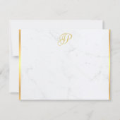 Handgeschreven monogrammen Gold Marble Modern Notitiekaartje (Voorkant)