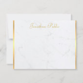 Handgeschreven monogrammen Gold Marble Modern Notitiekaartje (Achterkant)