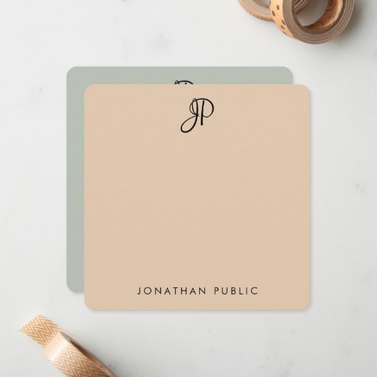 Handgeschreven Monogrammen Sjabloon Elegant Colors (Voorkant / Achterkant in situ)