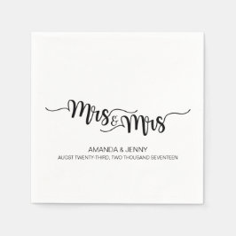 HANDGESCHREVEN Mrs & Mrs BRUILOFTSPAPIER NAPKINS Servet
