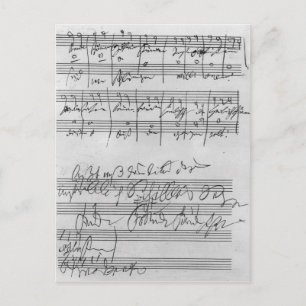 Handgeschreven muziekscore briefkaart