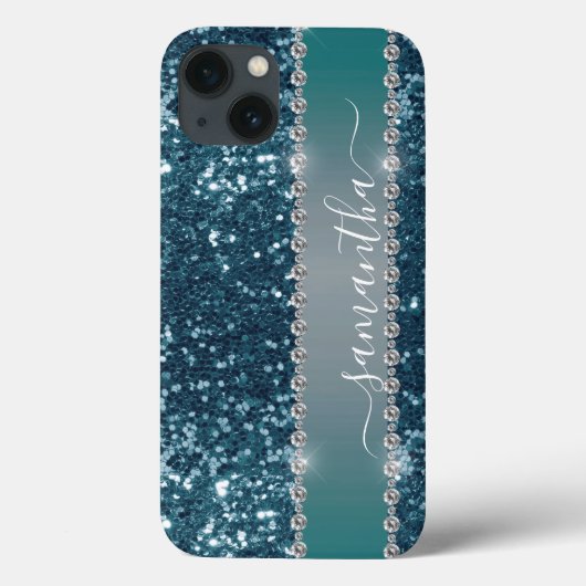 Handgeschreven naam Blauw blauwgroen diamantglitte Case-Mate iPhone Case (Achterkant)