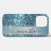 Handgeschreven naam Blue Diamond Glitter Case-Mate iPhone Case (Achterkant (horizontaal))