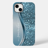 Handgeschreven naam Blue Metal Glitter 13 Case-Mate iPhone Case (Achterkant)