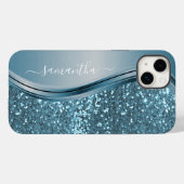 Handgeschreven naam Blue Metal Glitter 13 Case-Mate iPhone Case (Achterkant (horizontaal))