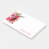 Handgeschreven naam Chic Waterverf Floral Sjabloon Post-it® Notes (Schuin)