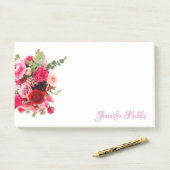 Handgeschreven naam Chic Waterverf Floral Sjabloon Post-it® Notes (Op bureau)