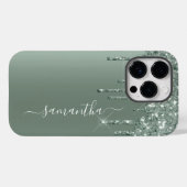 Handgeschreven naam Donkergroen metaal bekijken Case-Mate iPhone Case (Achterkant (horizontaal))