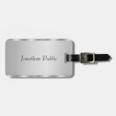 Handgeschreven naam Elegant Faux Silver Sjabloon B Bagagelabel (Voorkant horizontaal)