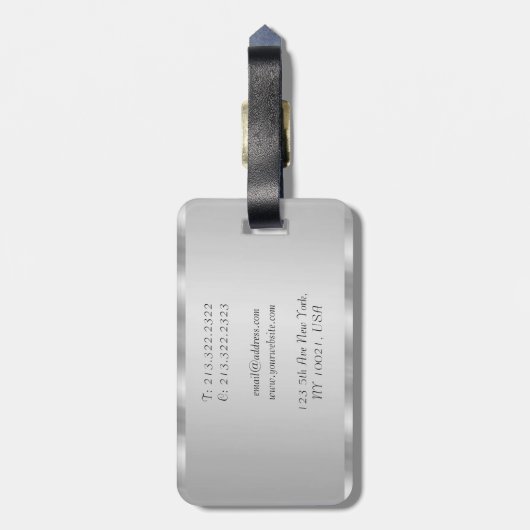 Handgeschreven naam Elegant Faux Silver Sjabloon B Bagagelabel (Achterkant verticaal)