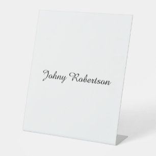 Handgeschreven naam elegant professioneel modern reclamebord met voetstuk
