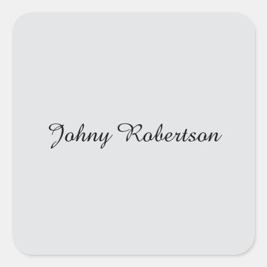 Handgeschreven naam elegant professioneel modern vierkante sticker (Voorkant)