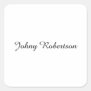 Handgeschreven naam elegant professioneel modern vierkante sticker