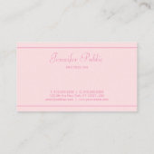 Handgeschreven naam Elegante roze achtergrond Sjab Visitekaartje (Achterkant)