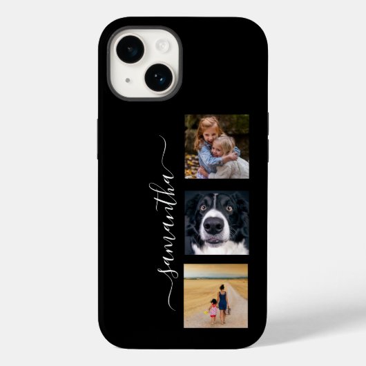 Handgeschreven naam Foto Collage Sjabloon Aangepas Case-Mate iPhone Case (Achterkant)