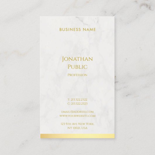 Handgeschreven naam Goud en Marmer Modern Elegant Visitekaartje (Achterkant)