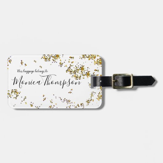 Handgeschreven naam + Gouden stippen Vrouw Bagagelabel (Voorkant horizontaal)