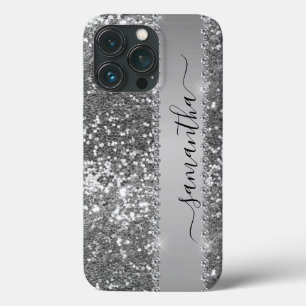 Handgeschreven naam Grafiet Diamond Glitter Case-Mate iPhone Case