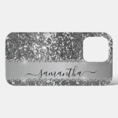 Handgeschreven naam Grafiet Diamond Glitter Case-Mate iPhone Case (Achterkant (horizontaal))