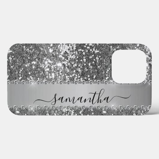 Handgeschreven naam Grafiet Diamond Glitter Case-Mate iPhone Case (Achterkant (horizontaal))