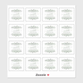 Handgeschreven naam Green Botanical Handmade By Sticker